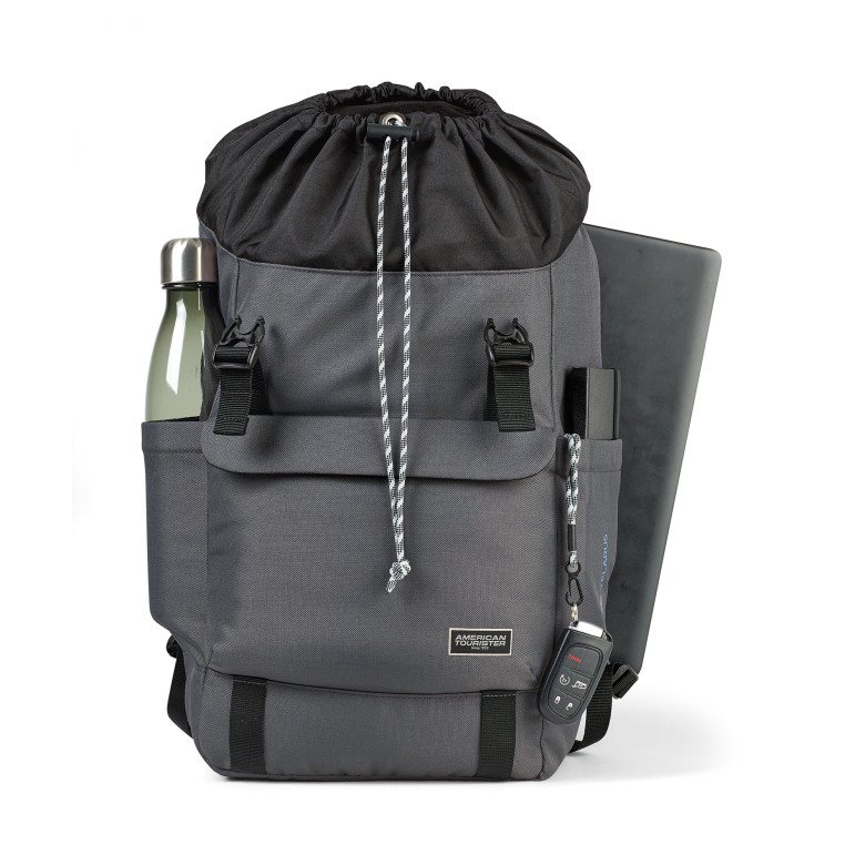 backpack with laptop charger LOKASS 15.6 Inch Padded Laptop Backpack, USB Charging, Travel/ Business/ College/ Casual Use, Water-Resistant, Grey